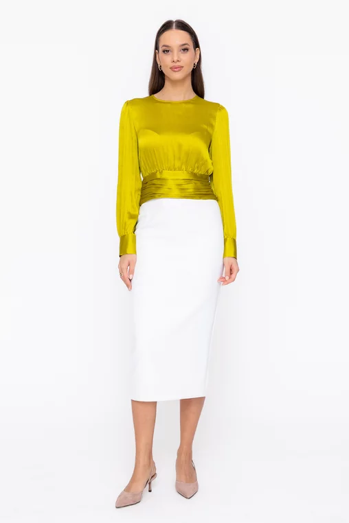 Bluză Caramel cu bandă încrețită lime B4603 thumbnail picture - 