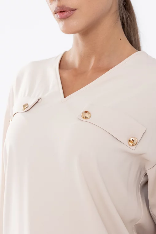 Bluză Caramel cu clape și nasturi  bej B4529 thumbnail picture - 