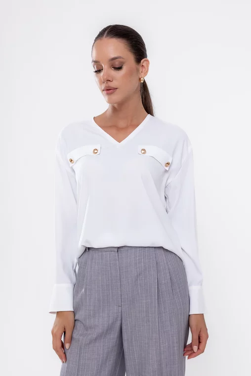 Bluză Caramel cu clape și nasturi  ivory B4529 thumbnail picture - 