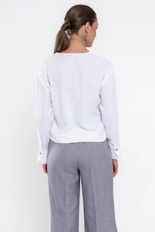 Bluză Caramel cu clape și nasturi  ivory B4529 thumbnail picture - 