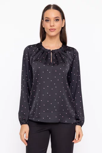 Bluză Caramel cu pliuri multiple neagră B4601