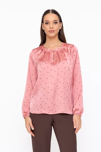 Bluză Caramel cu pliuri multiple roz B4601