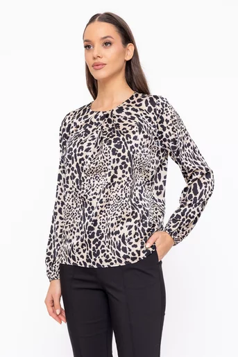 Bluză Caramel cu pliuri suprapuse bej B4602