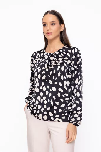 Bluză Caramel cu pliuri suprapuse neagră B4602