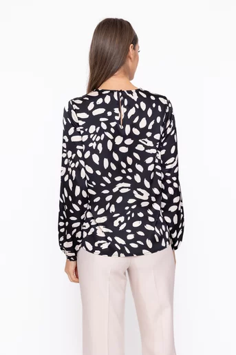 Bluză Caramel cu pliuri suprapuse neagră B4602