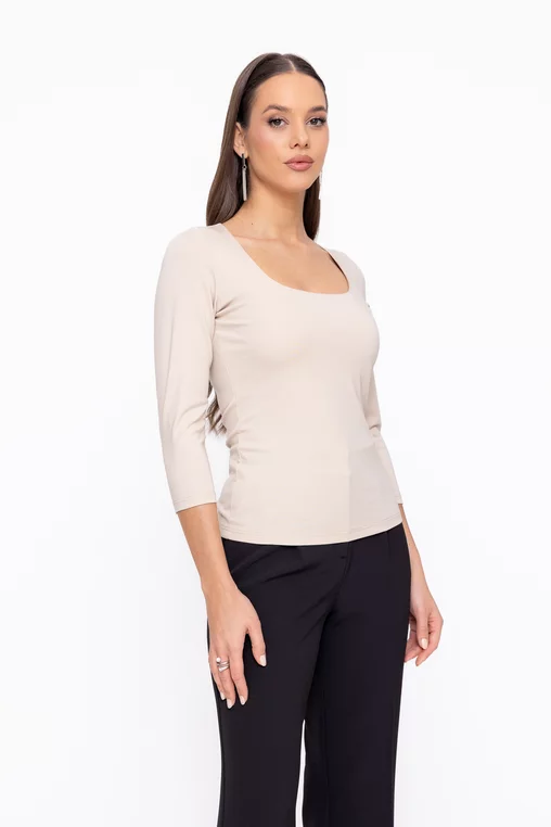 Bluză Caramel decolteu pătrat bej B4604 thumbnail picture - 