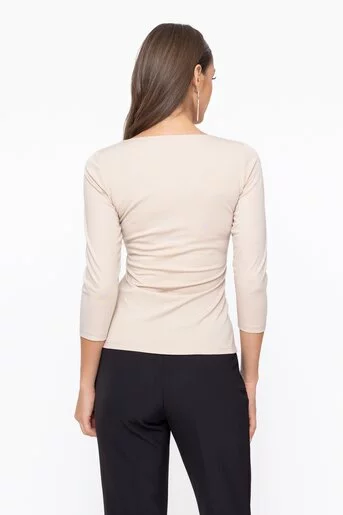 Bluză Caramel decolteu pătrat bej B4604