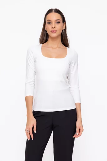 Bluză Caramel decolteu pătrat ivory B4604
