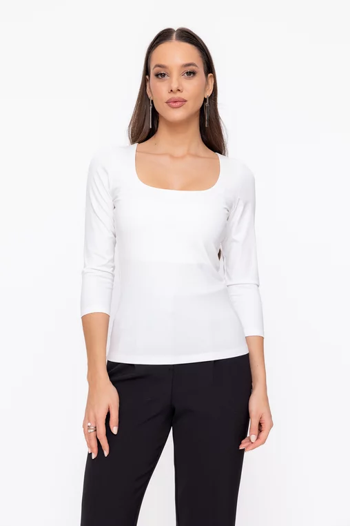 Bluză Caramel decolteu pătrat ivory B4604 thumbnail picture - 