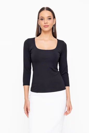 Bluză Caramel decolteu pătrat neagră B4604