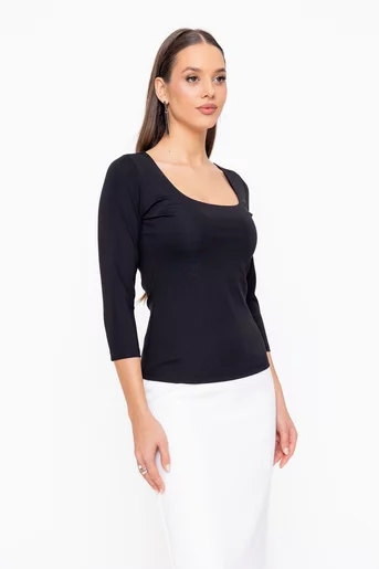 Bluză Caramel decolteu pătrat neagră B4604