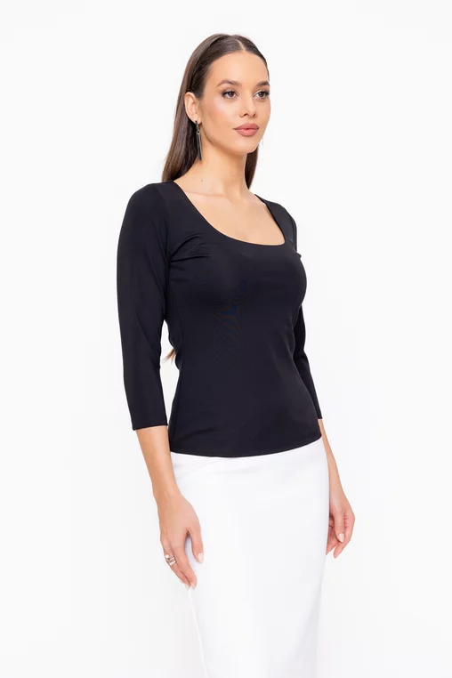 Bluză Caramel decolteu pătrat neagră B4604 thumbnail picture - 