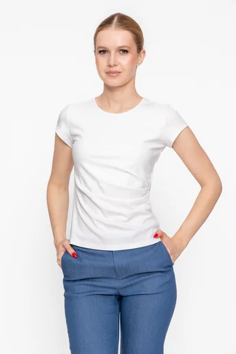 Bluză Caramel din tricot cu drapaj ivory B4625