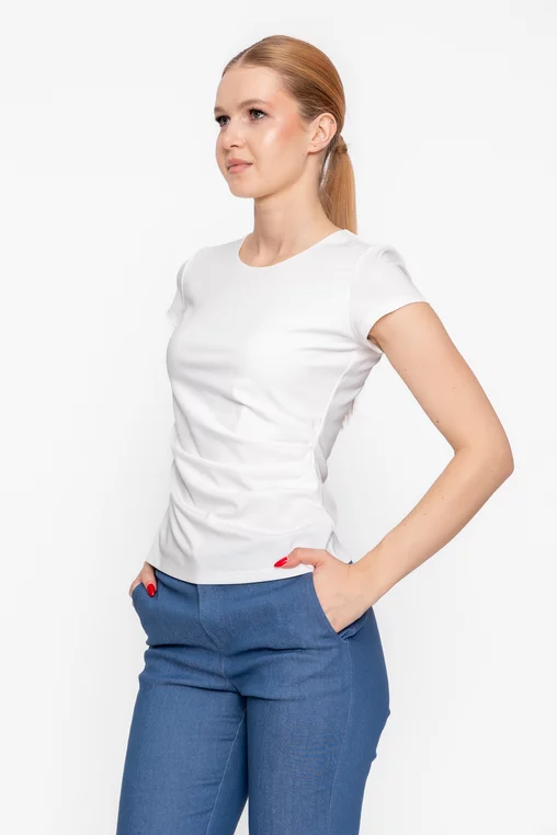 Bluză Caramel din tricot cu drapaj ivory B4625 thumbnail picture - 