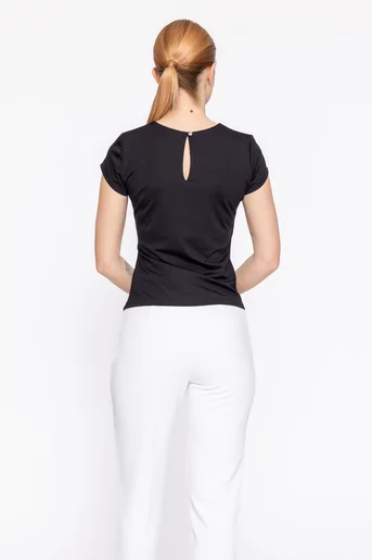 Bluză Caramel din tricot cu drapaj neagră B4625