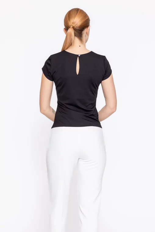 Bluză Caramel din tricot cu drapaj neagră B4625 thumbnail picture - 