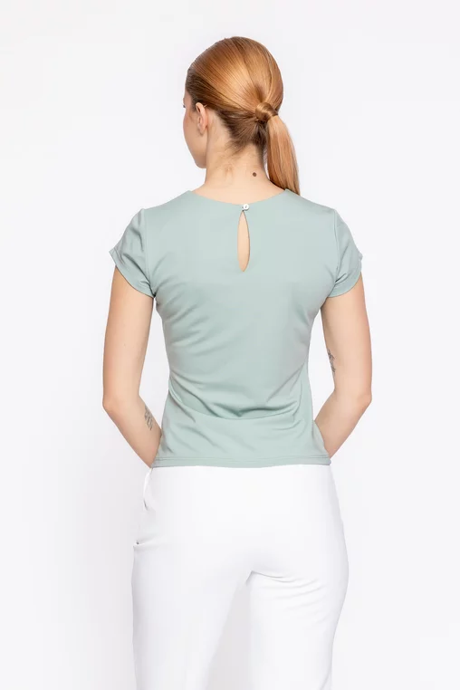Bluză Caramel din tricot cu drapaj vernil B4625 thumbnail picture - 