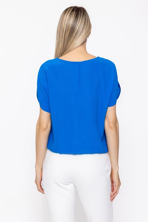 Bluză Caramel din vâscoză albastră B4628 thumbnail picture - 