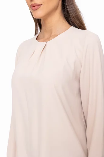 Bluză Caramel două pliuri bej B4606