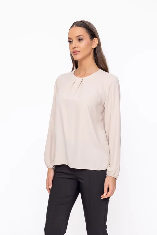 Bluză Caramel două pliuri bej B4606 thumbnail picture - 