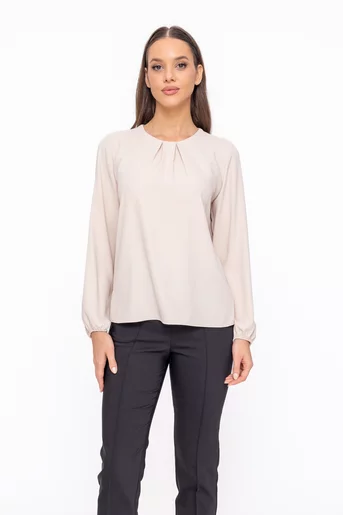 Bluză Caramel două pliuri bej B4606