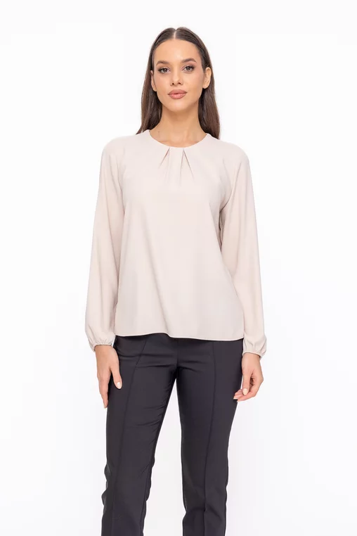 Bluză Caramel două pliuri bej B4606 thumbnail picture - 