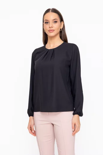 Bluză Caramel două pliuri neagră B4606