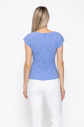 Bluză Caramel elegantă cu accesoriu albastră B4627