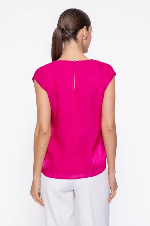 Bluză Caramel elegantă cu floare fucsia B4622 thumbnail picture - 