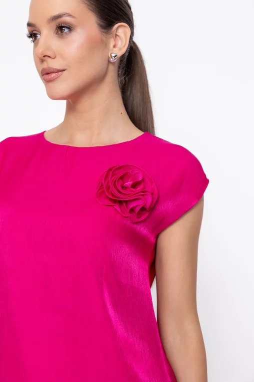 Bluză Caramel elegantă cu floare fucsia B4622 thumbnail picture - 