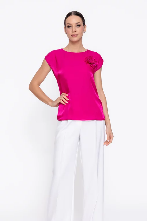 Bluză Caramel elegantă cu floare fucsia B4622 thumbnail picture - 
