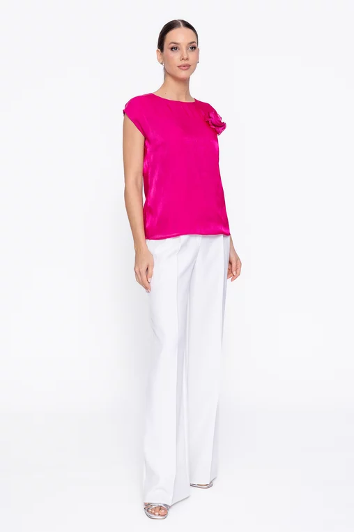 Bluză Caramel elegantă cu floare fucsia B4622 thumbnail picture - 