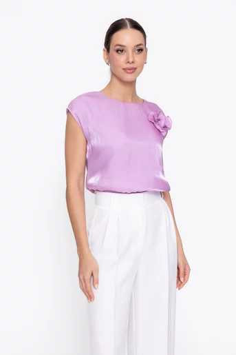 Bluză Caramel elegantă cu floare lila B4622