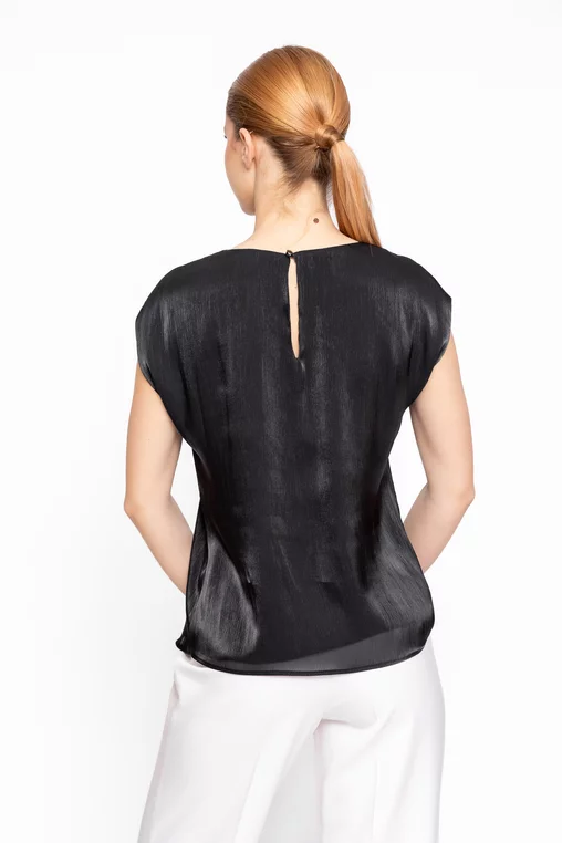 Bluză Caramel elegantă cu floare neagră B4622 thumbnail picture - 