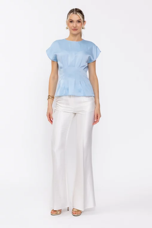 Bluză Caramel elegantă cu pliuri bleu B4634 thumbnail picture - 