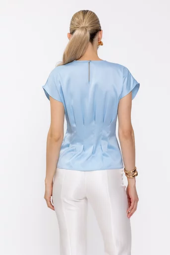 Bluză Caramel elegantă cu pliuri bleu B4634