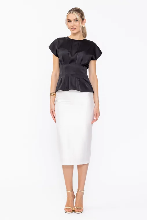 Bluză Caramel elegantă cu pliuri neagră B4634 thumbnail picture - 