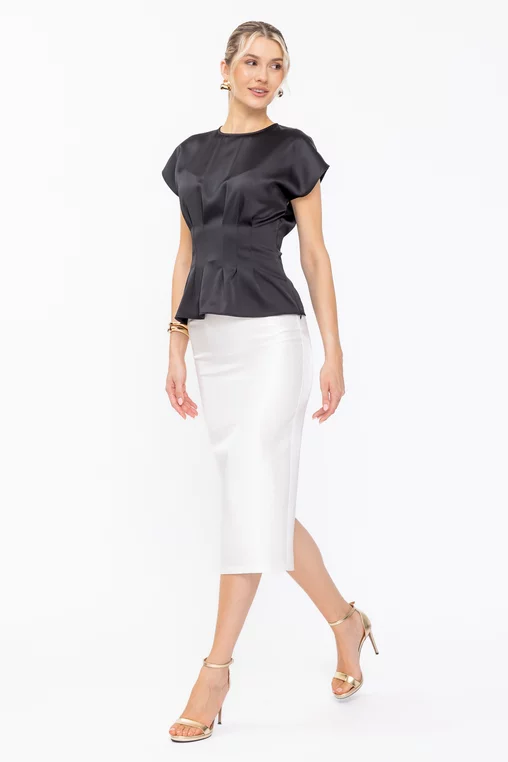 Bluză Caramel elegantă cu pliuri neagră B4634 thumbnail picture - 
