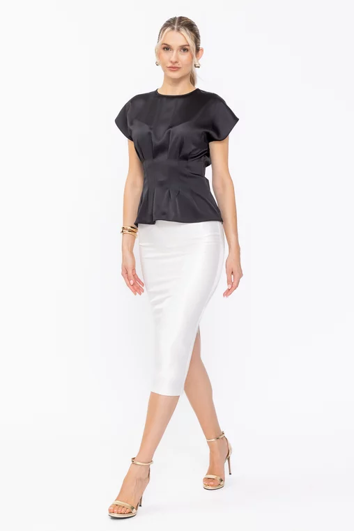 Bluză Caramel elegantă cu pliuri neagră B4634 thumbnail picture - 