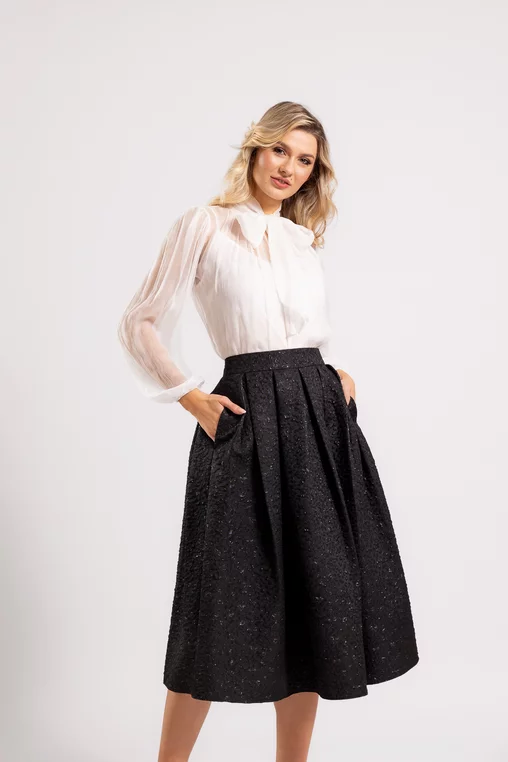 Bluză Caramel elegantă mătase naturală ivory B4530 thumbnail picture - 