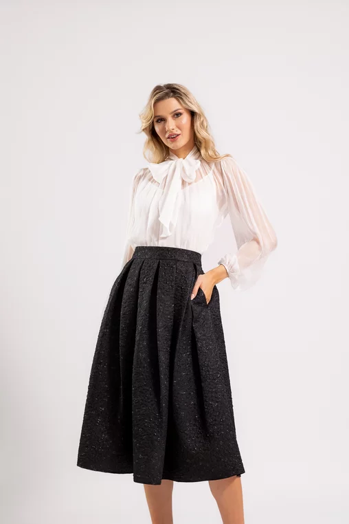 Bluză Caramel elegantă mătase naturală ivory B4530 thumbnail picture - 