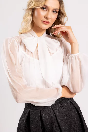 Bluză Caramel elegantă mătase naturală ivory B4530