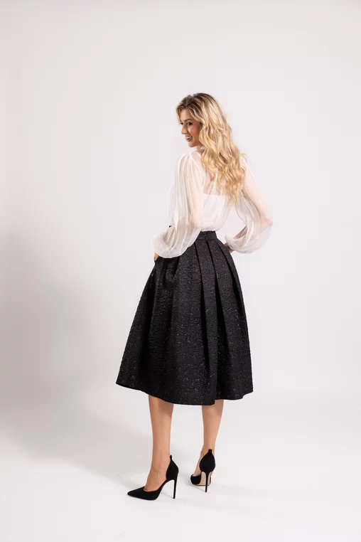 Bluză Caramel elegantă mătase naturală ivory B4530 thumbnail picture - 