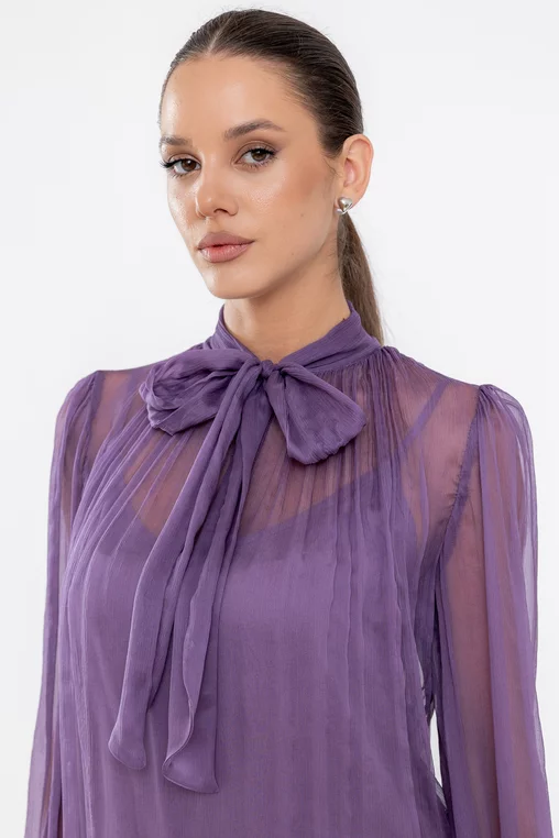 Bluză Caramel elegantă mătase naturală mov B4530 thumbnail picture - 