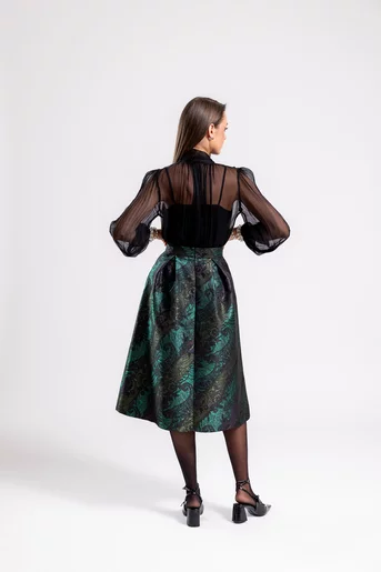 Bluză Caramel elegantă mătase naturală neagră B4530