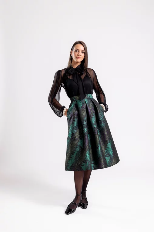 Bluză Caramel elegantă mătase naturală neagră B4530 thumbnail picture - 