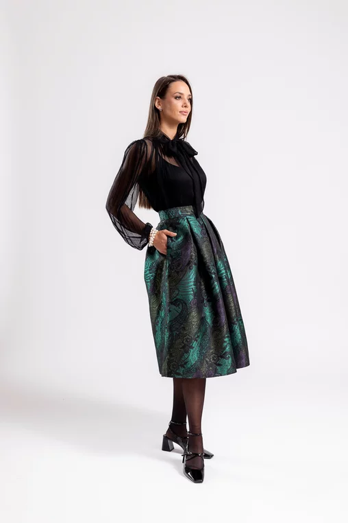 Bluză Caramel elegantă mătase naturală neagră B4530 thumbnail picture - 