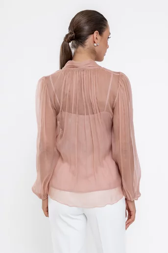 Bluză Caramel elegantă mătase naturală roz B4530
