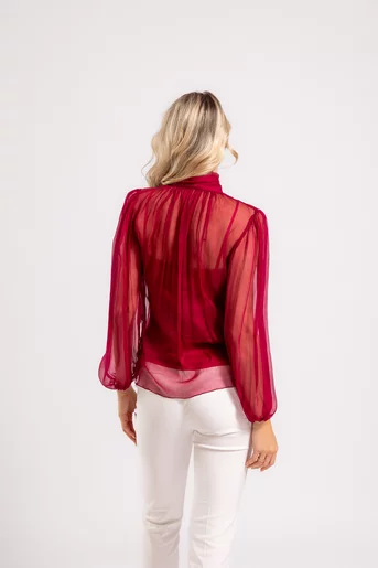 Bluză Caramel elegantă mătase naturală wine B4530