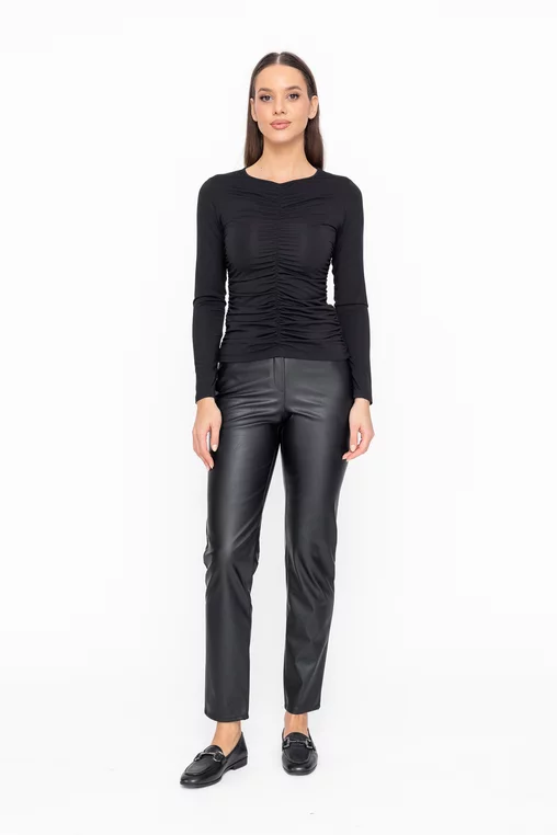 Bluză Caramel încrețită neagră B4611 thumbnail picture - 